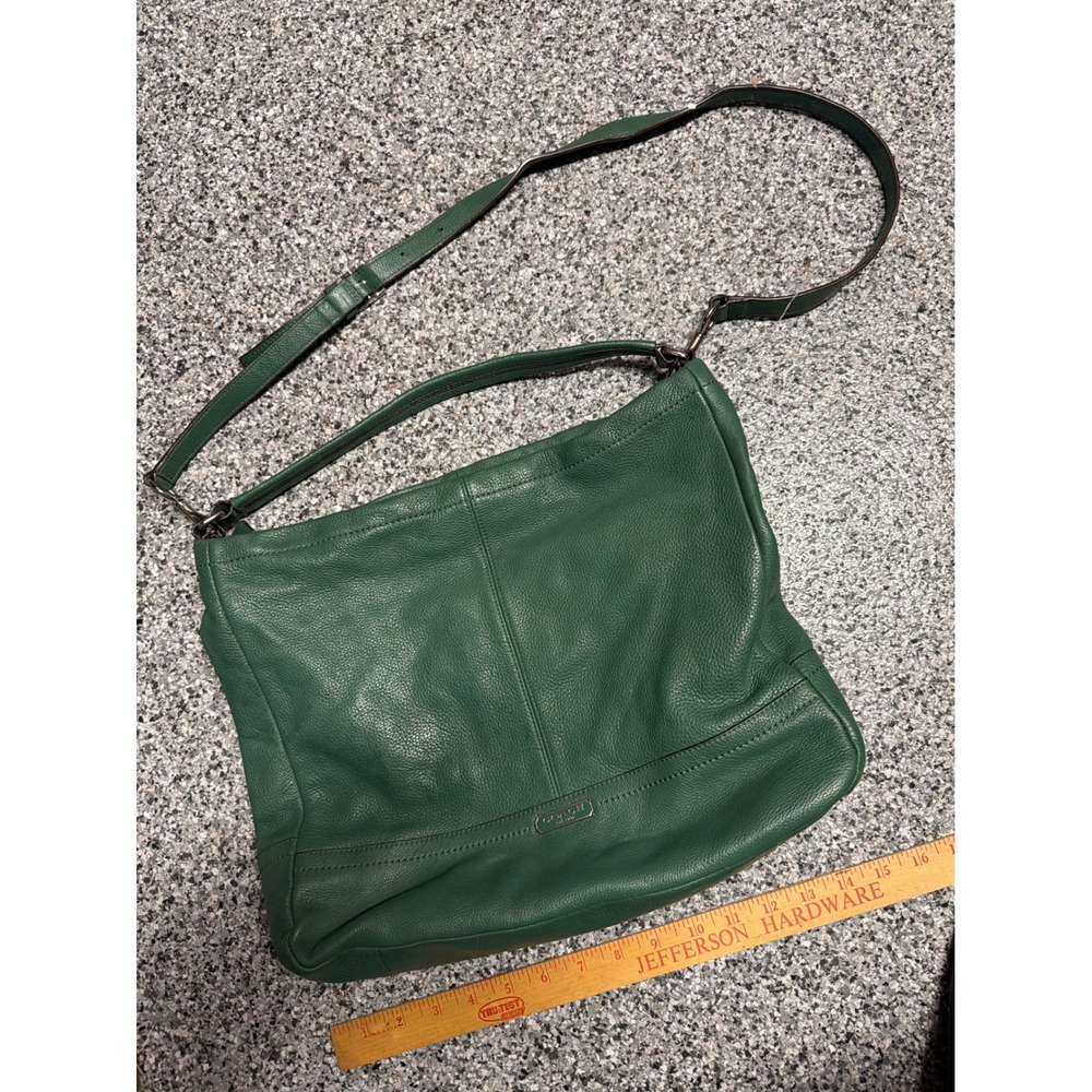 Coach Park Green Pebbled Leather Hobo Crossbody Bag F23293 Silver Hardware